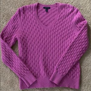 Lands End Fuscia cable knit sweater